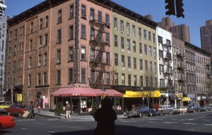 E. 88th St. and 2nd Ave, showing Dresner's and Elaine's, NYC, April 1986              